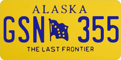 AK license plate GSN355