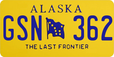 AK license plate GSN362