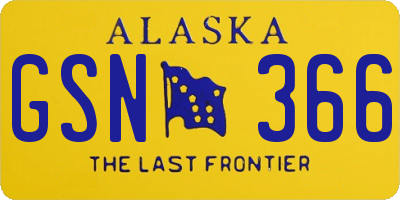 AK license plate GSN366