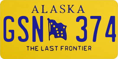 AK license plate GSN374