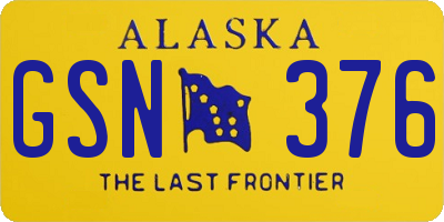 AK license plate GSN376