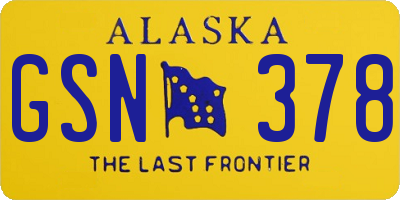 AK license plate GSN378