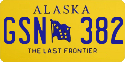 AK license plate GSN382