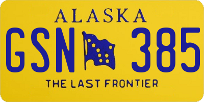 AK license plate GSN385