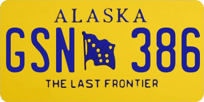 AK license plate GSN386