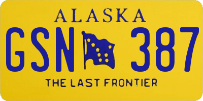 AK license plate GSN387