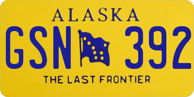 AK license plate GSN392