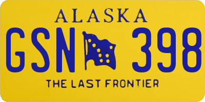 AK license plate GSN398