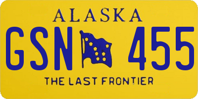 AK license plate GSN455