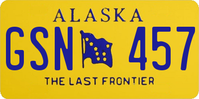AK license plate GSN457