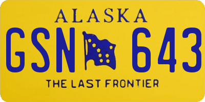 AK license plate GSN643