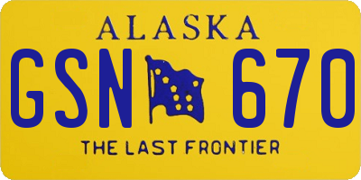 AK license plate GSN670