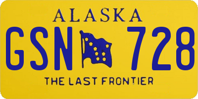 AK license plate GSN728