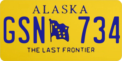AK license plate GSN734