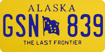 AK license plate GSN839