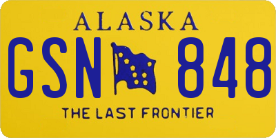 AK license plate GSN848