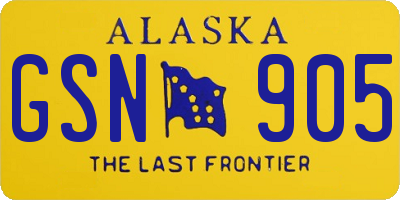 AK license plate GSN905