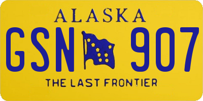 AK license plate GSN907