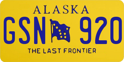 AK license plate GSN920