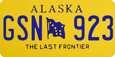 AK license plate GSN923