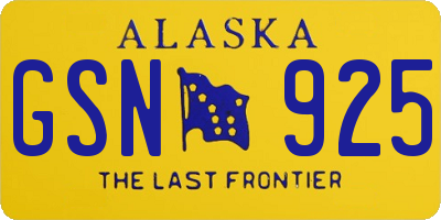 AK license plate GSN925