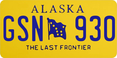 AK license plate GSN930