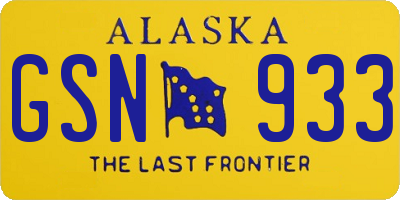 AK license plate GSN933