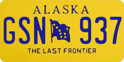 AK license plate GSN937