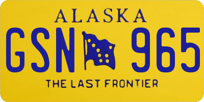 AK license plate GSN965