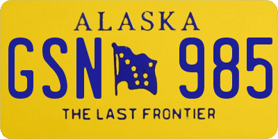 AK license plate GSN985