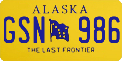 AK license plate GSN986