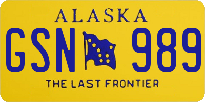 AK license plate GSN989