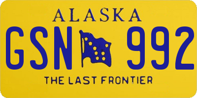 AK license plate GSN992