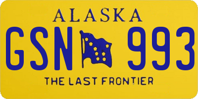 AK license plate GSN993