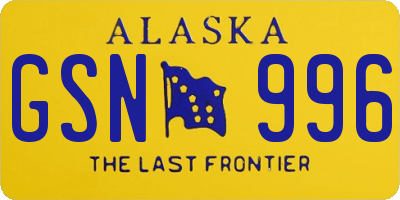 AK license plate GSN996