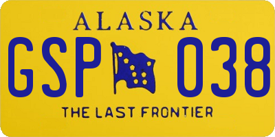 AK license plate GSP038