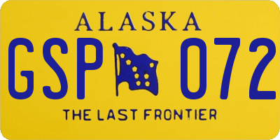 AK license plate GSP072