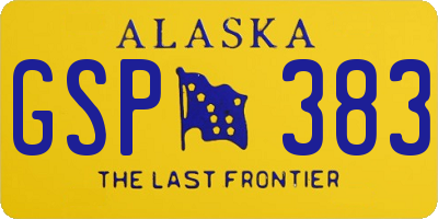 AK license plate GSP383