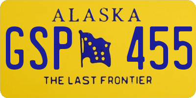 AK license plate GSP455