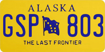 AK license plate GSP803