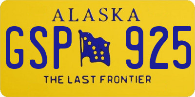 AK license plate GSP925