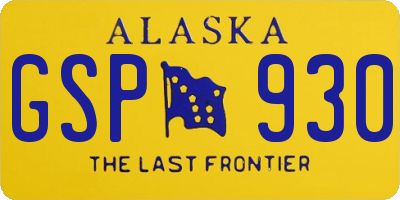 AK license plate GSP930