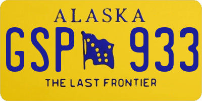 AK license plate GSP933