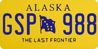 AK license plate GSP988