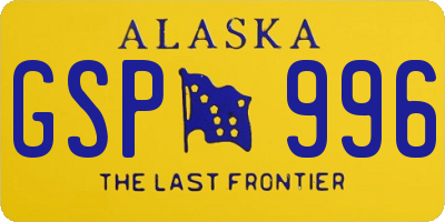 AK license plate GSP996
