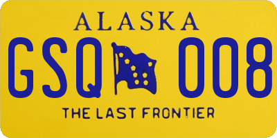 AK license plate GSQ008