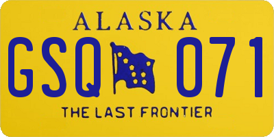 AK license plate GSQ071
