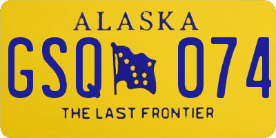 AK license plate GSQ074