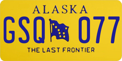 AK license plate GSQ077