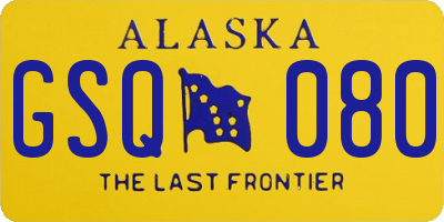 AK license plate GSQ080